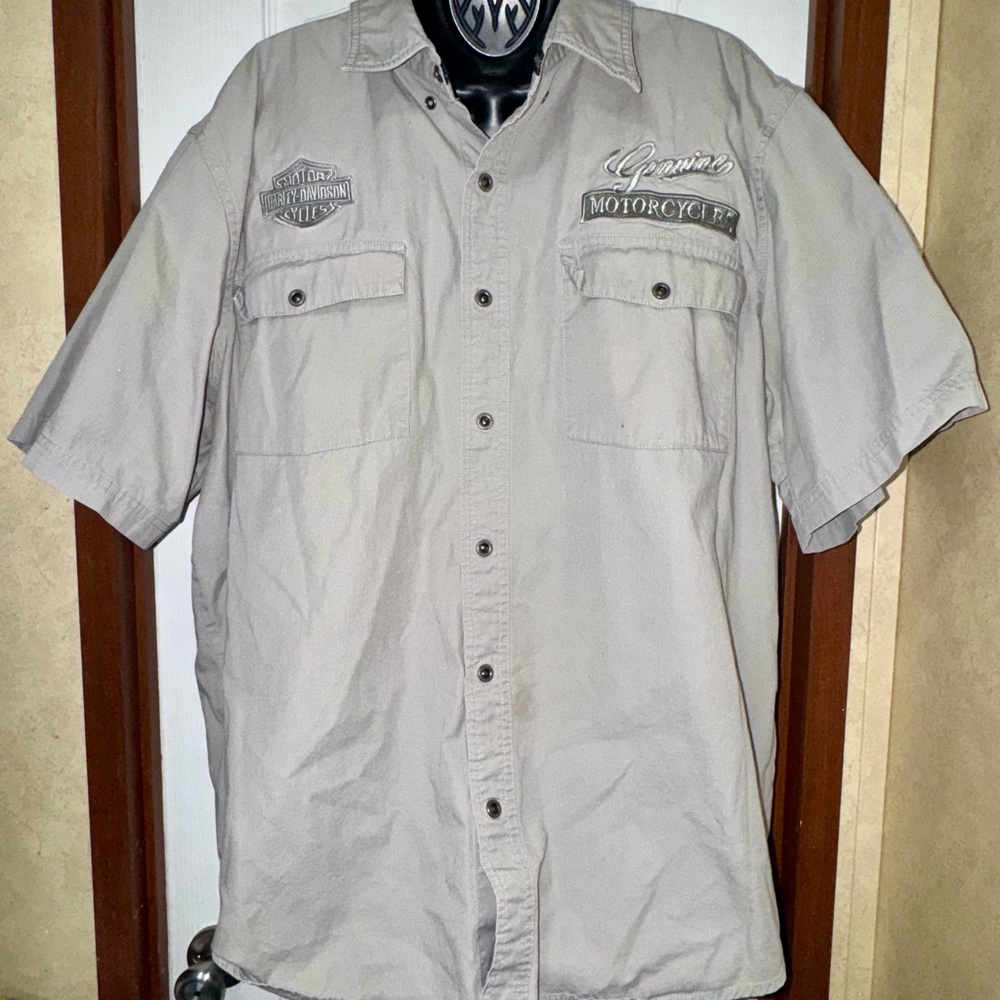 Harley-Davidson Tan Button Down Shirt - Picture 9 of 10